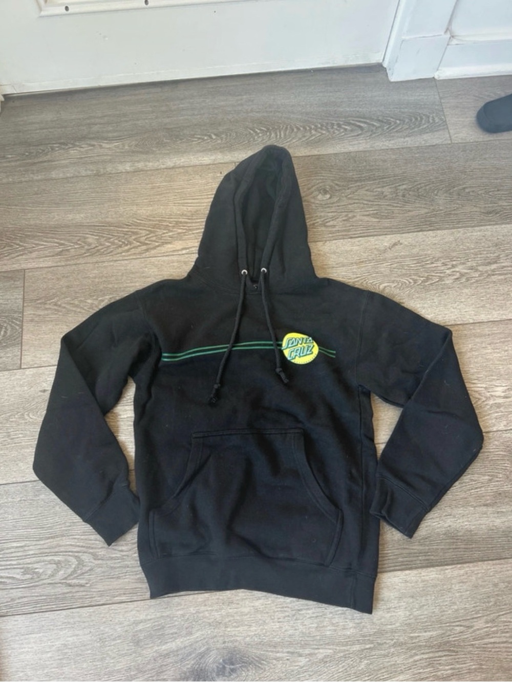 Santa Cruz Black Hoodie with Green Stripe